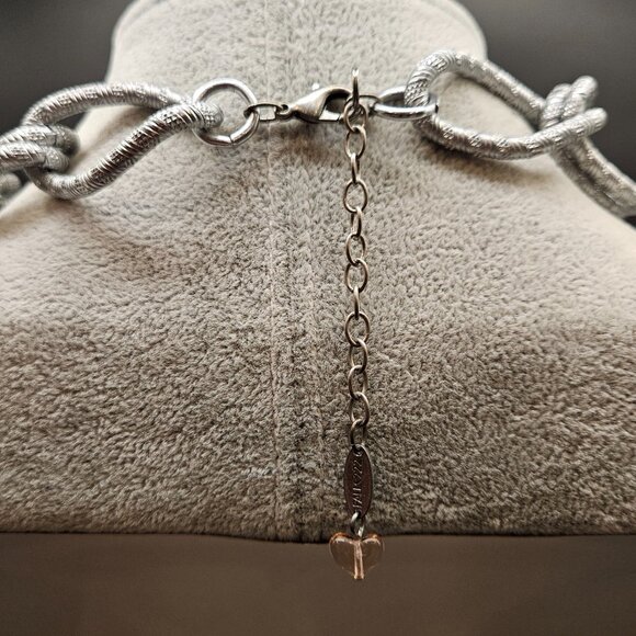 Sabika Silver Textured Double Oblong Intertwined Necklace - Picture 7 of 9